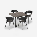Set 4 stolar modern design bord 80x80cm industriellt restaurang kök Maeve Dark Val