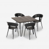 Set 4 stolar modern design bord 80x80cm industriellt restaurang kök Maeve Dark Val