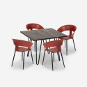Set 4 stolar modern design bord 80x80cm industriellt restaurang kök Maeve Dark Kostnad