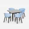Set kvadratisk matbord 80x80cm metall 4 stolar modern design Krust Dark Val