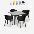 Set kvadratisk matbord 80x80cm metall 4 stolar modern design Krust Dark Kampanj