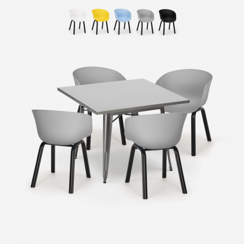 set kvadratisk matbord 80x80cm Lix 4 stolar modern design krust Kampanj