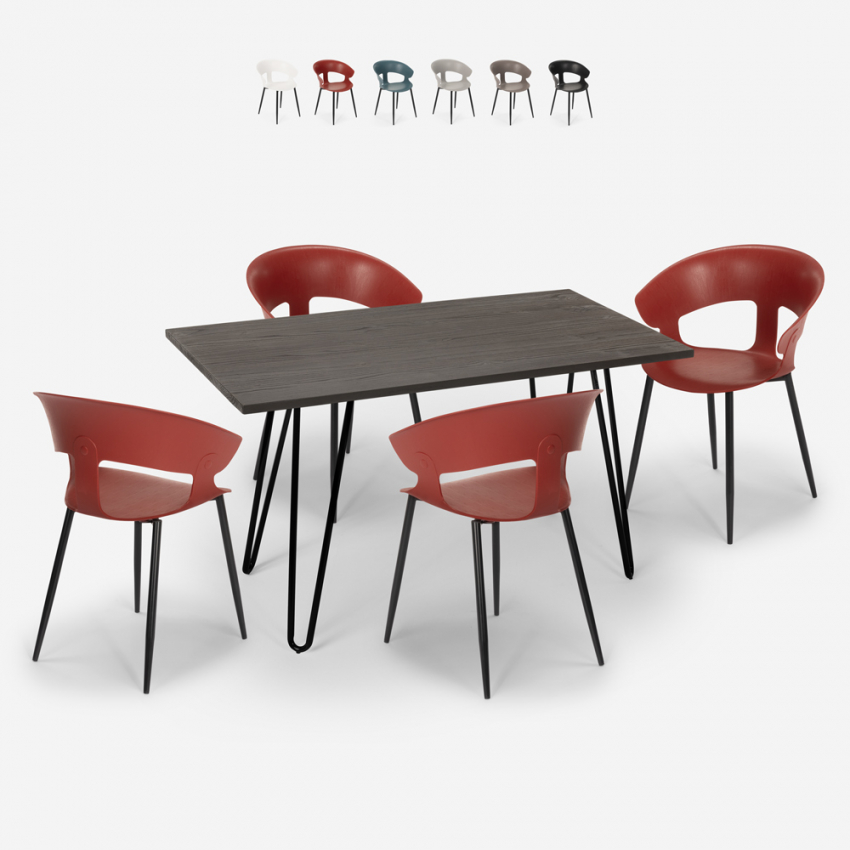 Set 4 stolar modern design industriellt matbord 120x60cm Sixty Katalog