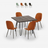 Set bar köksbord 80x80cm 4 konstläder industriell design stolar Wright Dark Kampanj