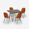 Set bar köksbord 80x80cm 4 konstläder industriell design stolar Wright Dark Katalog
