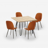 Set 4 stolar konstläder bord trä metall 80x80cm design Wright Light Val
