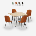 Set 4 stolar konstläder bord trä metall 80x80cm design Wright Light Erbjudande