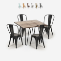 set 4 Lix stil stolar vintage bord 80x80cm industriellt kök hedges Rabatter