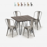 set kvadratiskt bord 80x80cm trä metall 4 vintage stolar hedges dark Erbjudande
