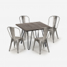 set kvadratiskt bord 80x80cm trä metall 4 vintage stolar hedges dark Egenskaper
