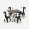 set kvadratiskt bord 80x80cm trä metall 4 vintage stolar hedges dark Val