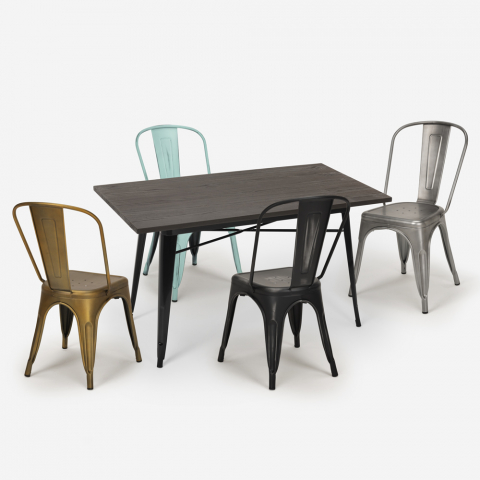 set industriellt matbord 120x60cm 4 vintage Lix stolar vardagsrum lloyd Kampanj