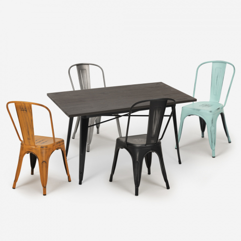 set kök vardagsrum industriellt bord 120x60cm 4 Lix stolar harvey Kampanj