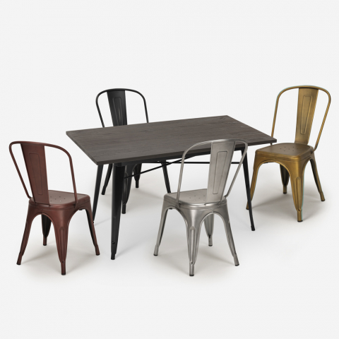 set 4 vintage Lix stolar industriellt matbord 120x60cm hamilton Kampanj