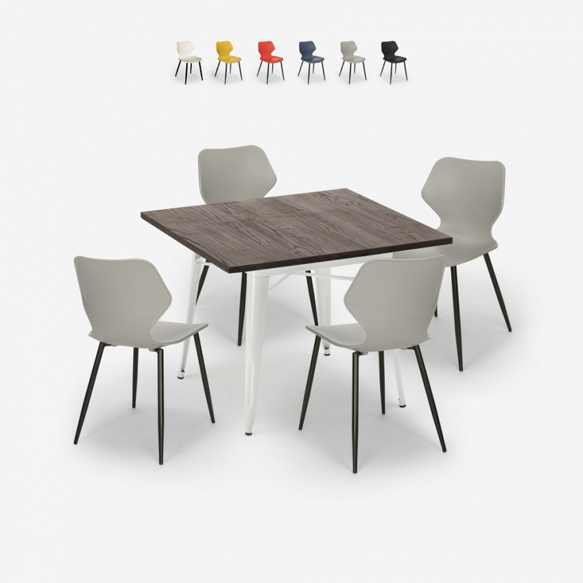 set kvadratiskt bord 80x80cm Lix kök bar 4 stolar design howe light Rea