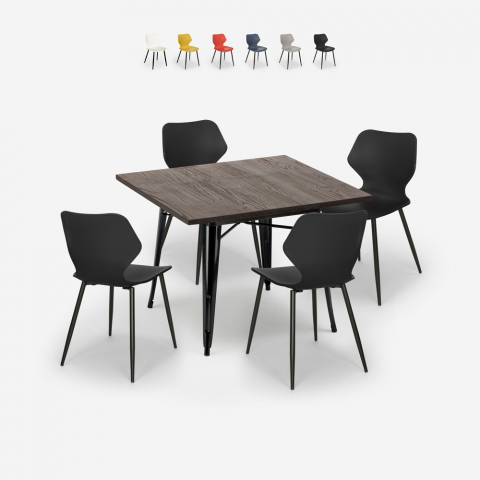 set 4 stolar polypropen Lix kvadratiskt bord 80x80cm metall howe dark Kampanj