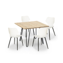 Set kvadratiskt bord 80x80cm industriell design 4 polypropen stolar Sartis Light Modell