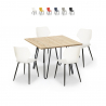 Set kvadratiskt bord 80x80cm industriell design 4 polypropen stolar Sartis Light Försäljning