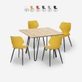Set kvadratiskt bord 80x80cm industriell design 4 polypropen stolar Sartis Light Kampanj