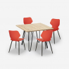 Set kvadratiskt bord 80x80cm industriell design 4 polypropen stolar Sartis Light Kostnad