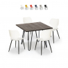 Set 4 stolar kvadratiskt bord 80x80cm trä metall design Sartis Dark Försäljning