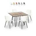 Set kvadratiskt bord 80x80cm industriell design 4 polypropen stolar Sartis Försäljning