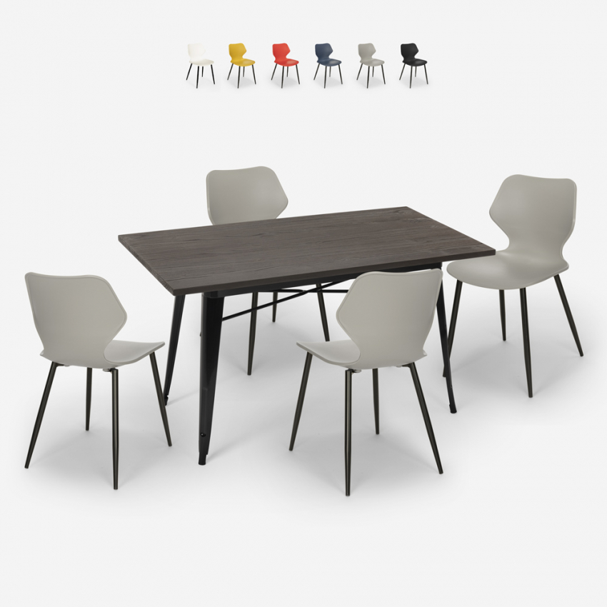 set 4 stolar rektangulärt bord 120x60cm industriell design bantum Försäljning