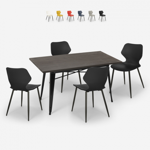 Set 4 stolar rektangulärt bord 120x60cm Tolix industriell design Bantum Kampanj