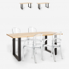 Set matbord 160x80cm trä metall 4 transparenta stolar Jaipur M Bestånd