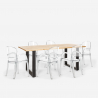 Set 6 genomskinliga stolar polykarbonat bord 180x80cm industriellt Jaipur L Val