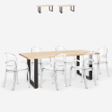 Set bord 200x80cm järnben 6 genomskinliga stolar design Jaipur XL Rea