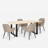 Set 4 stolar sammet design bord 160x80cm industriell stil Samsara M1 Rabatter
