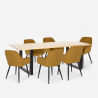 Set 6 sammet stolar bord 200x80cm industriell design Samsara XL2 Bestånd