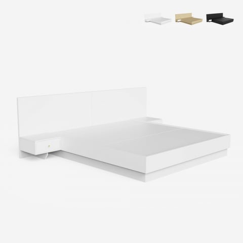 Dubbelsäng med förvaring 160x190 cm lyftbar 2 sängbord modern design Schwaz