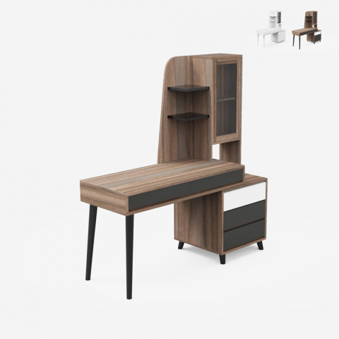 Skrivbord hemmakontor modern design 120x55 cm byrå vitrin Noly
