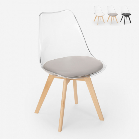 Transparent stol kök bar med dyna skandinavisk design Tulip Caurs