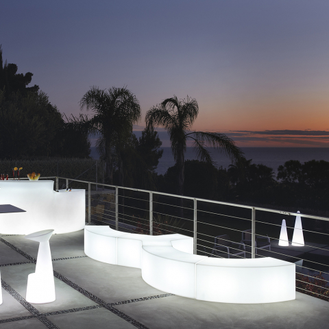 Lysande bänk bord modern design utomhus bar trädgård Ypsilon Slide
