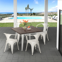 set bord 80x80cm industriell design 4 stolar stil kök bar hustle white Bestånd