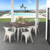 set bord 80x80cm industriell design 4 stolar stil kök bar hustle white Bestånd