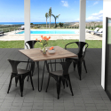 set industriell design bord 80x80cm 4 stolar stil kök bar reims Bestånd