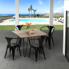 set industriell design bord 80x80cm 4 stolar stil kök bar reims Bestånd