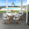 Set vitt kvadratiskt bord 80x80cm 4 stolar skandinavisk design Dax Light Rea
