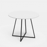 Runt vitt matbord 100cm svarta metallben modern design Marmor Försäljning