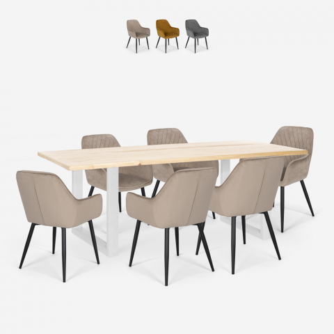 Set 6 stolar modern design sammet matbord 180x80cm Samsara L3