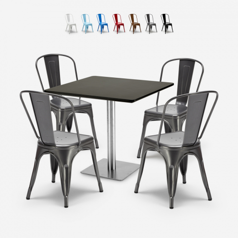 set horeca svart bord 90x90cm 4 Lix stolar bar restaurang just Kampanj