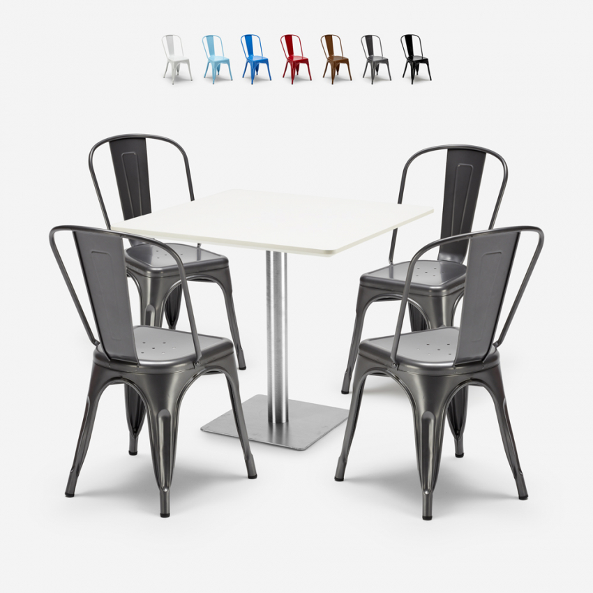 set 4 stolar horeca vitt bord 90x90cm bar restaurang just white Rabatter