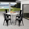 set 4 stolar horeca vitt bord 90x90cm bar restaurang just white Val