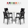 Set 4 stapelbara stolar vitt bord 90x90cm Horeca bar restaurang Prince White Kampanj