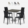 Set 4 stolar konstrotting bar restaurang svart bord Horeca 90x90cm Barrett Black Kampanj