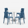 Set 4 polypropen stolar bar restaurang vitt bord Horeca 90x90cm Jasper White Mått